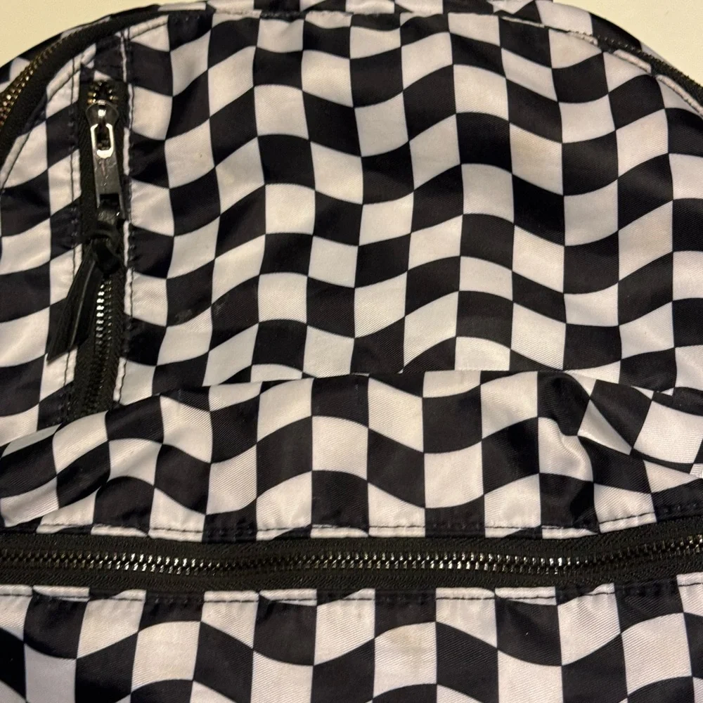 High End Black & White Checkered Women’s Padded Backpack Laptop Bag FIXED - Picture 4 of 9